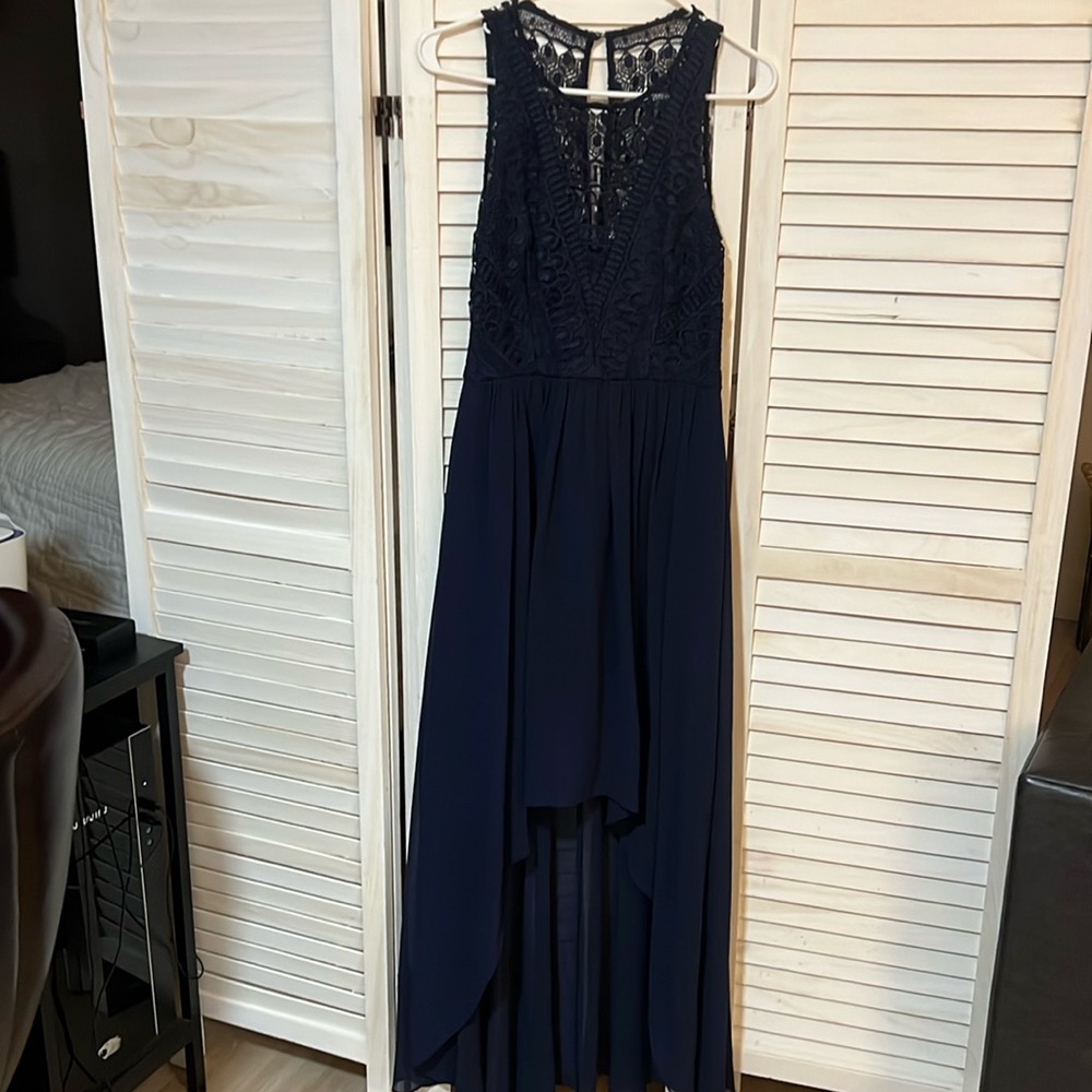 Navy blue high low midi dress size 6